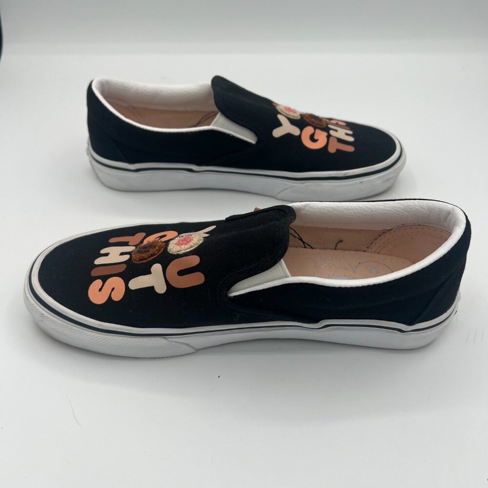 Vans Slip-On Sneakers "You Got This" Black Canvas Women’s Size 6 - Picture 6 of 11